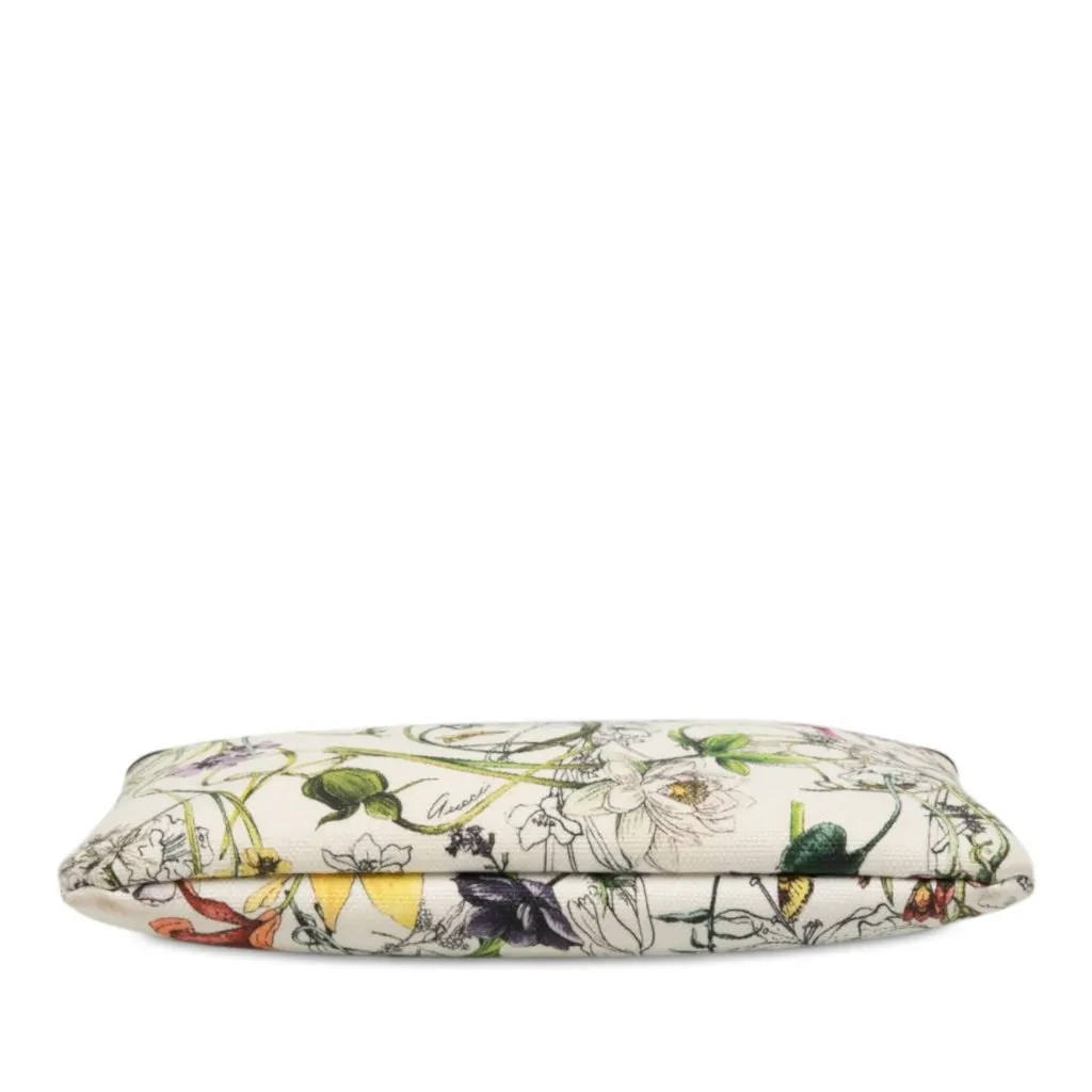 Gucci Printed Canvas Flora Infinity Clutch White Canvas Very good - Inside View