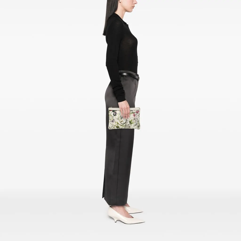 Gucci Printed Canvas Flora Infinity Clutch White Canvas Very good - Box View
