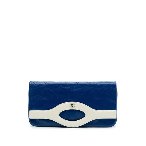 Chanel كبيرة Bicolor مبطّنة Aged جلد العجل 31 كلتش