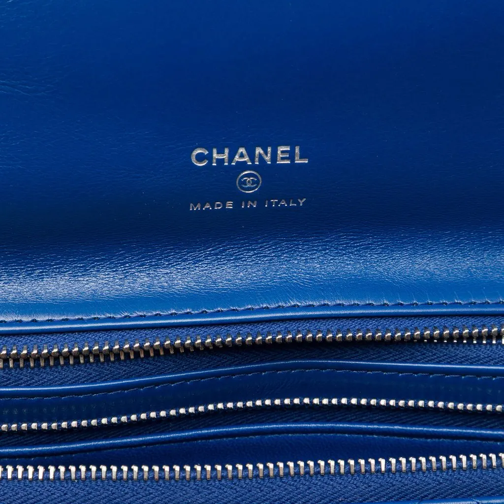 Chanel Large Bicolor Quilted Aged Calfskin 31 Clutch Blue Leather Very good - Box View