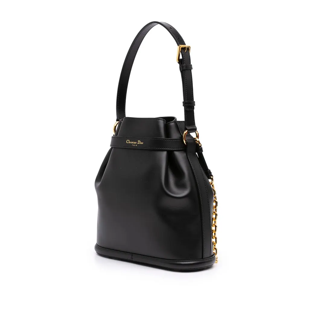 Dior Medium Calfskin Cest Dior Bucket Bag Black Leather Very good - Back View