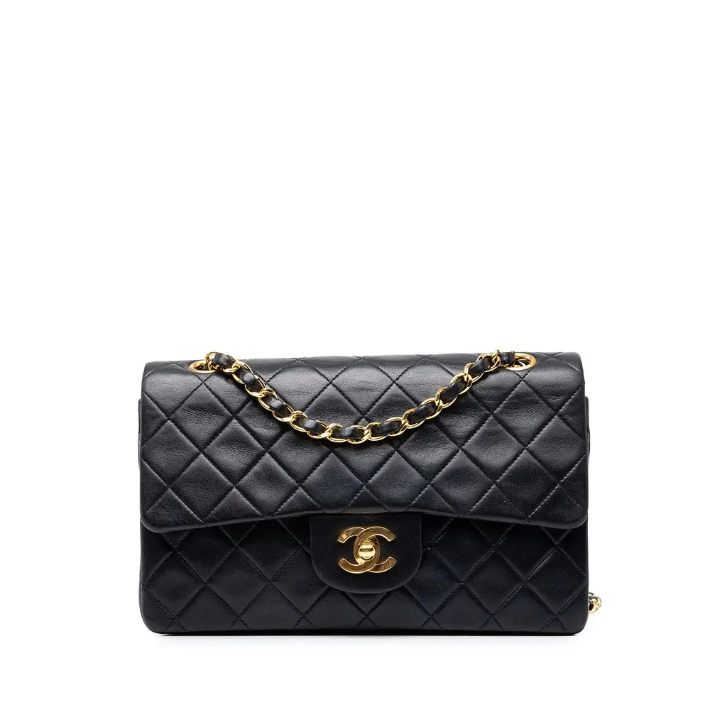 Chanel صغيرة كلاسيك جلد الحمل مزدوجة بغطاء