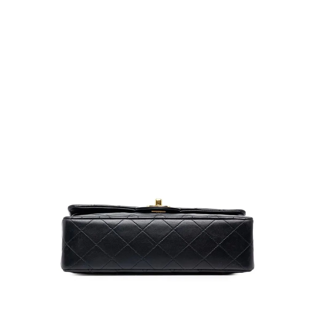 Chanel Small Classic Lambskin Double Flap Black Leather Good - Inside View