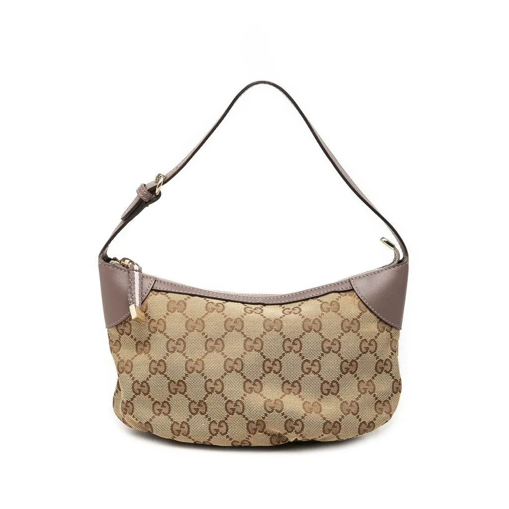 Gucci GG Canvas Web Handbag Beige Very good - Front View