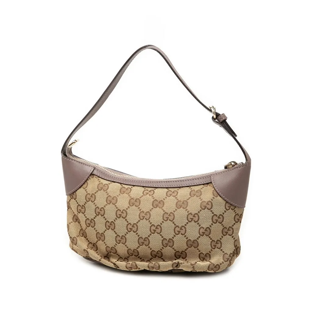 Gucci GG Canvas Web Handbag Beige Very good - Back View
