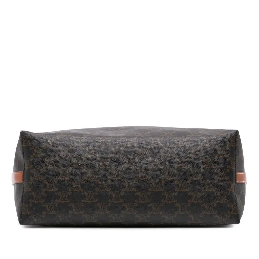 Celine Triomphe Coated Canvas and Calfskin Soft Shopper Bag Brown Very good - Inside View
