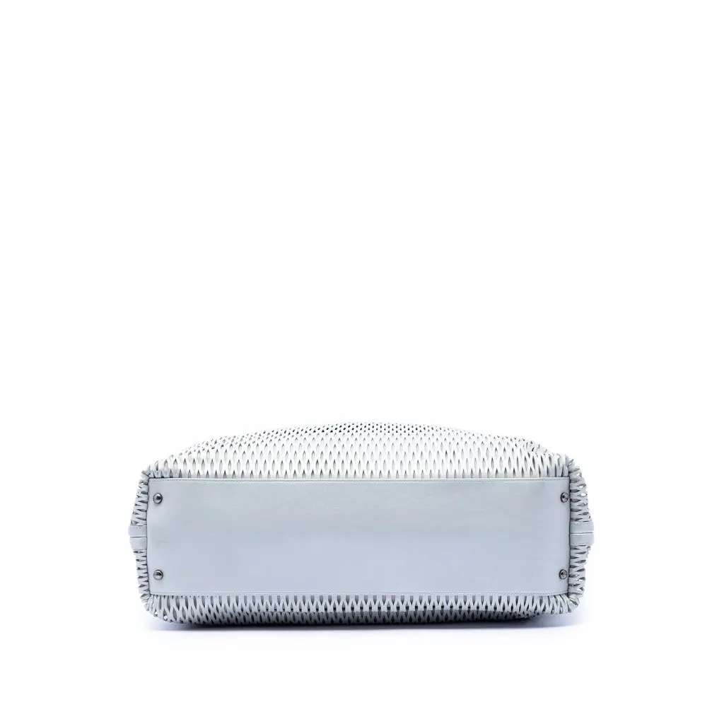 Chanel CC Perforated Leather Tote Silver Leather Very good - Inside View