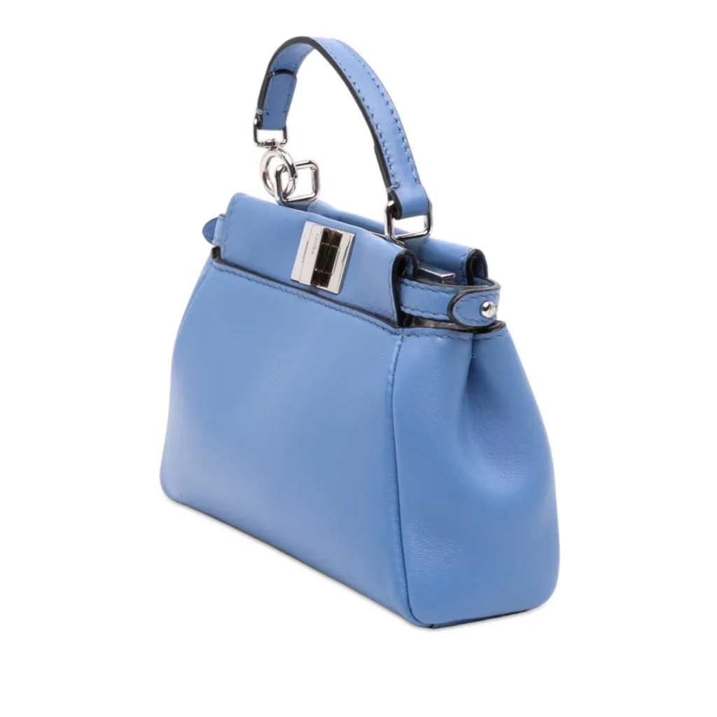 Fendi Micro Nappa Peekaboo Iconic Satchel Blue Leather Very good - Back View