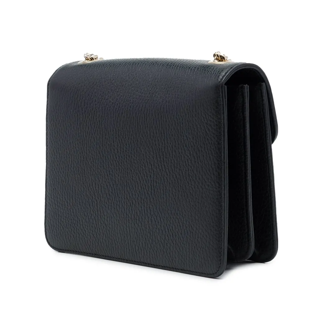 Gucci Small Dollar Calfskin Interlocking G Crossbody Black Leather Very good - Back View