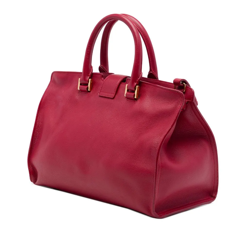 Saint Laurent Small Leather Monogram Downtown Cabas Satchel Red Leather Very good - Back View