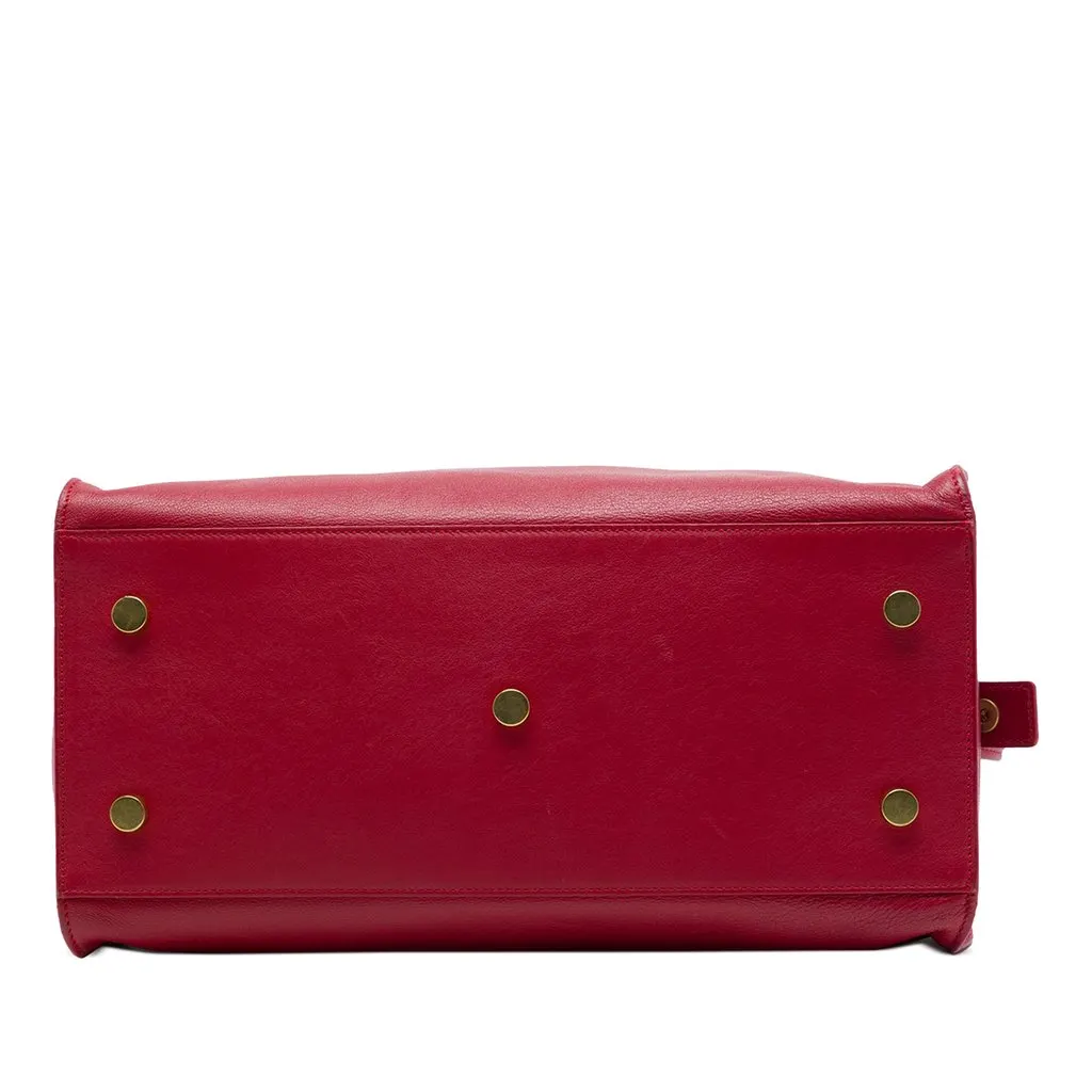 Saint Laurent Small Leather Monogram Downtown Cabas Satchel Red Leather Very good - Inside View