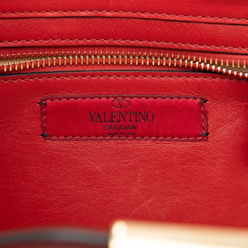 Valentino Small Leather Rockstud Trapeze Satchel Red Leather Very good - Box View