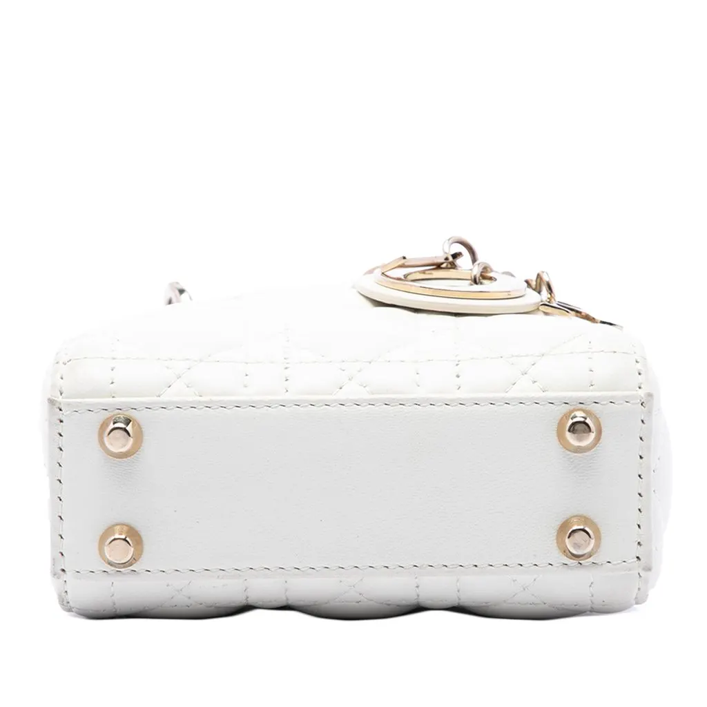 Dior Micro Lambskin Cannage Lady Dior White Leather Very good - Inside View
