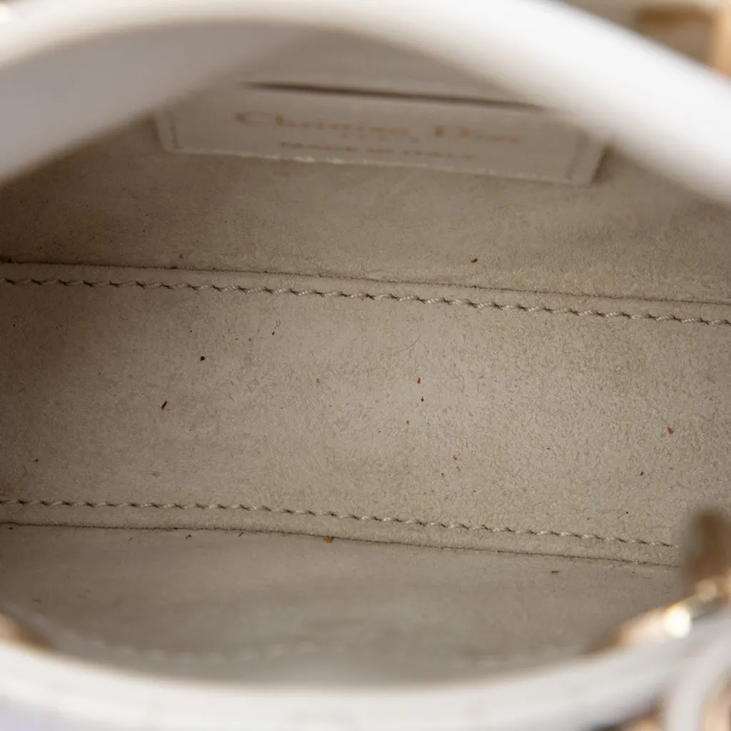 Dior Micro Lambskin Cannage Lady Dior White Leather Very good - Model View