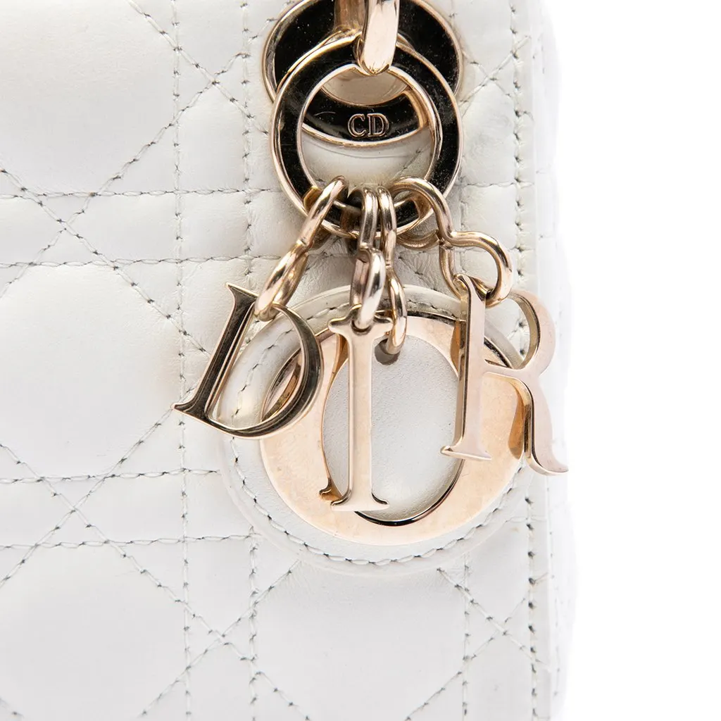 Dior Micro Lambskin Cannage Lady Dior White Leather Very good - Box View