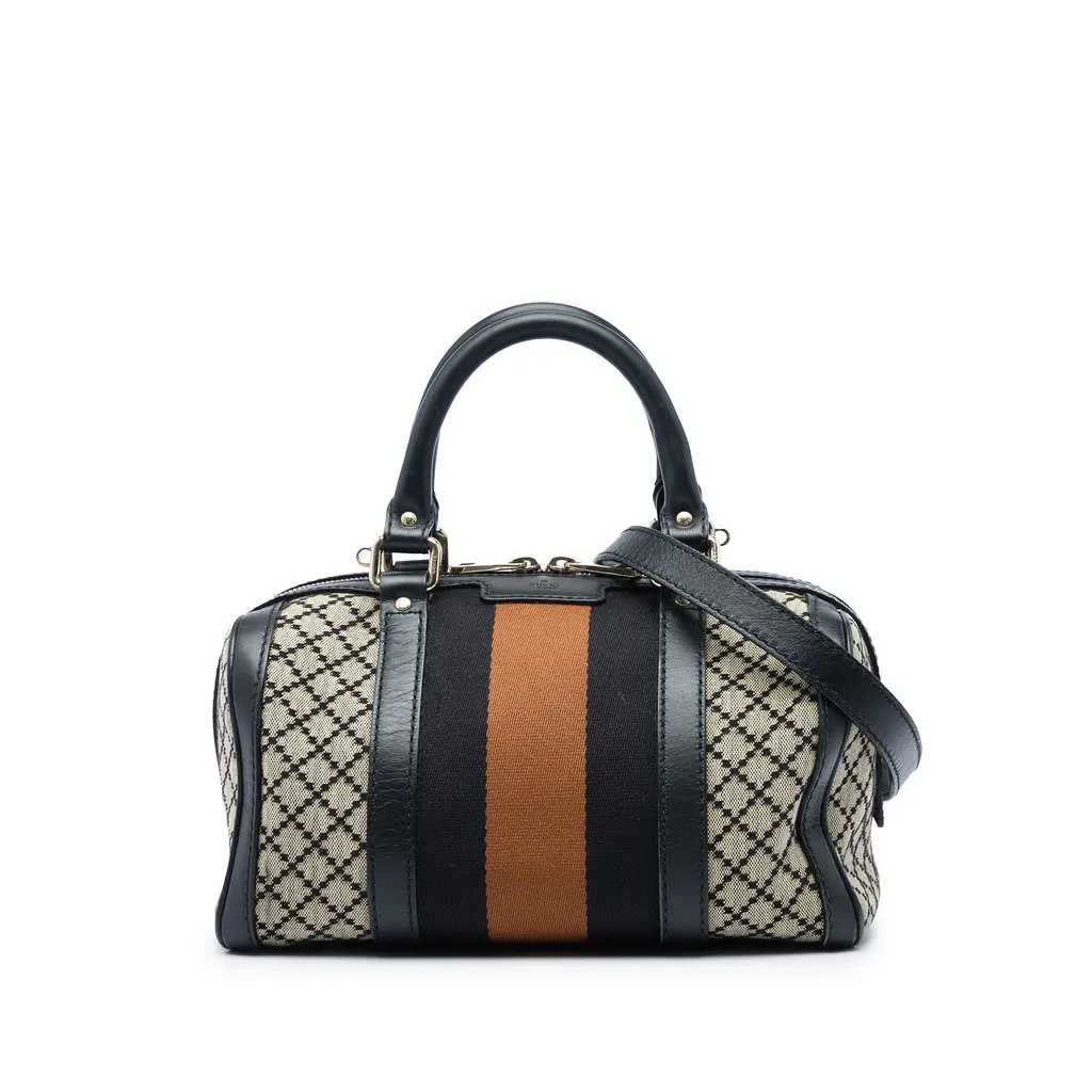Gucci Small Diamante Canvas Web Joy Boston Bag Beige Very good - Front View