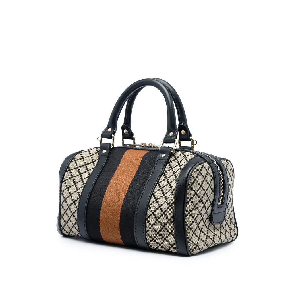 Gucci Small Diamante Canvas Web Joy Boston Bag Beige Very good - Back View