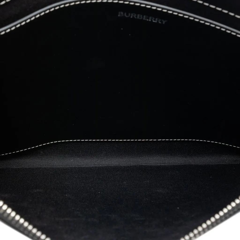 Burberry Check Coated Canvas Zip Pouch Brown Very good - Model View