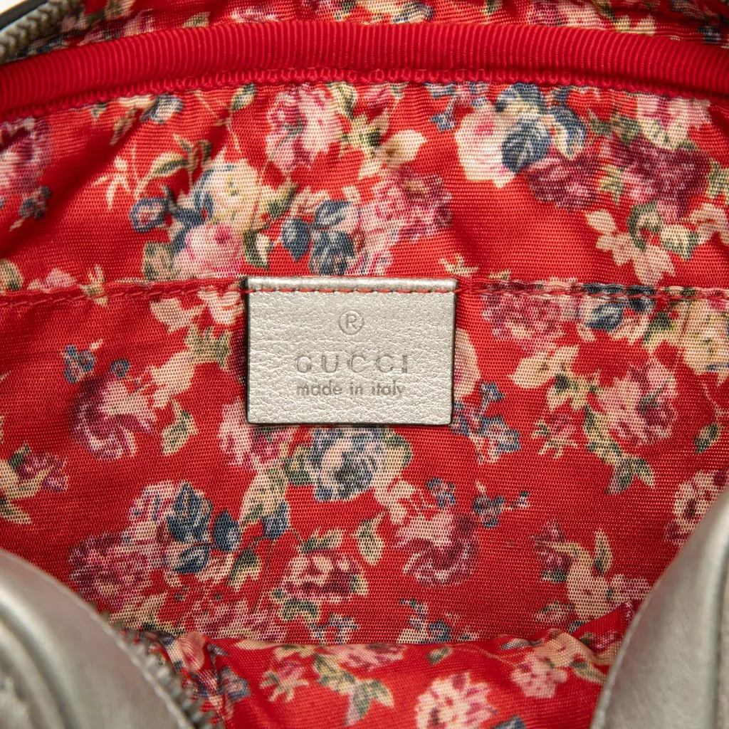 Gucci Small Quilted Metallic Calfskin Web Trapuntata Crossbody Silver Leather Very good - Box View