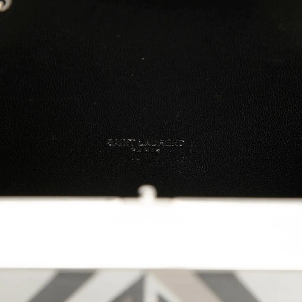 Saint Laurent Metal and Leather Tuxedo Box Star Clutch on Chain Silver Metal Very good - Box View
