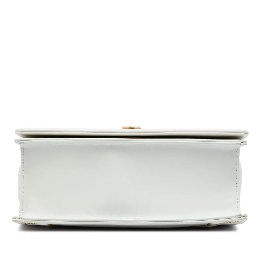 Dior Medium Studded Lambskin Diorama Flap White Leather Very good - Inside View