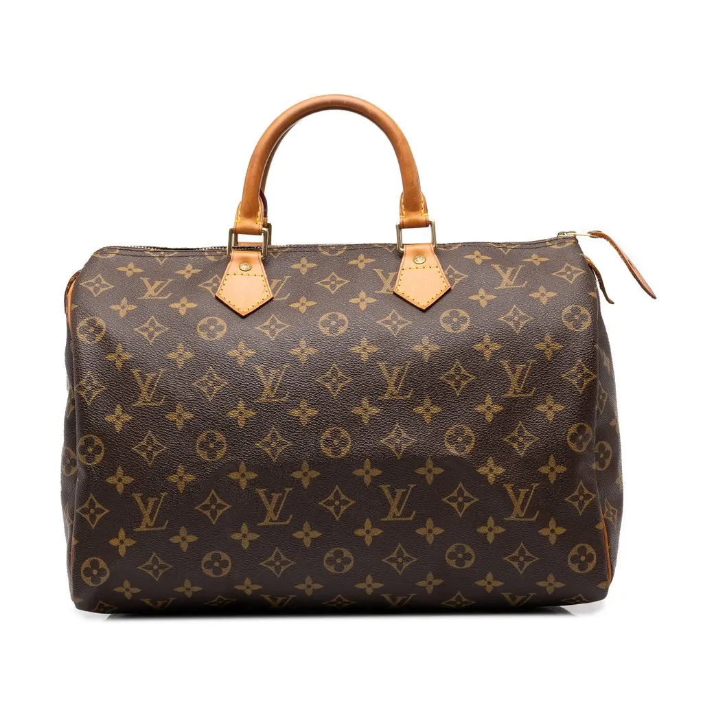 Louis Vuitton Monogram Speedy 35 Brown Canvas Good - Front View