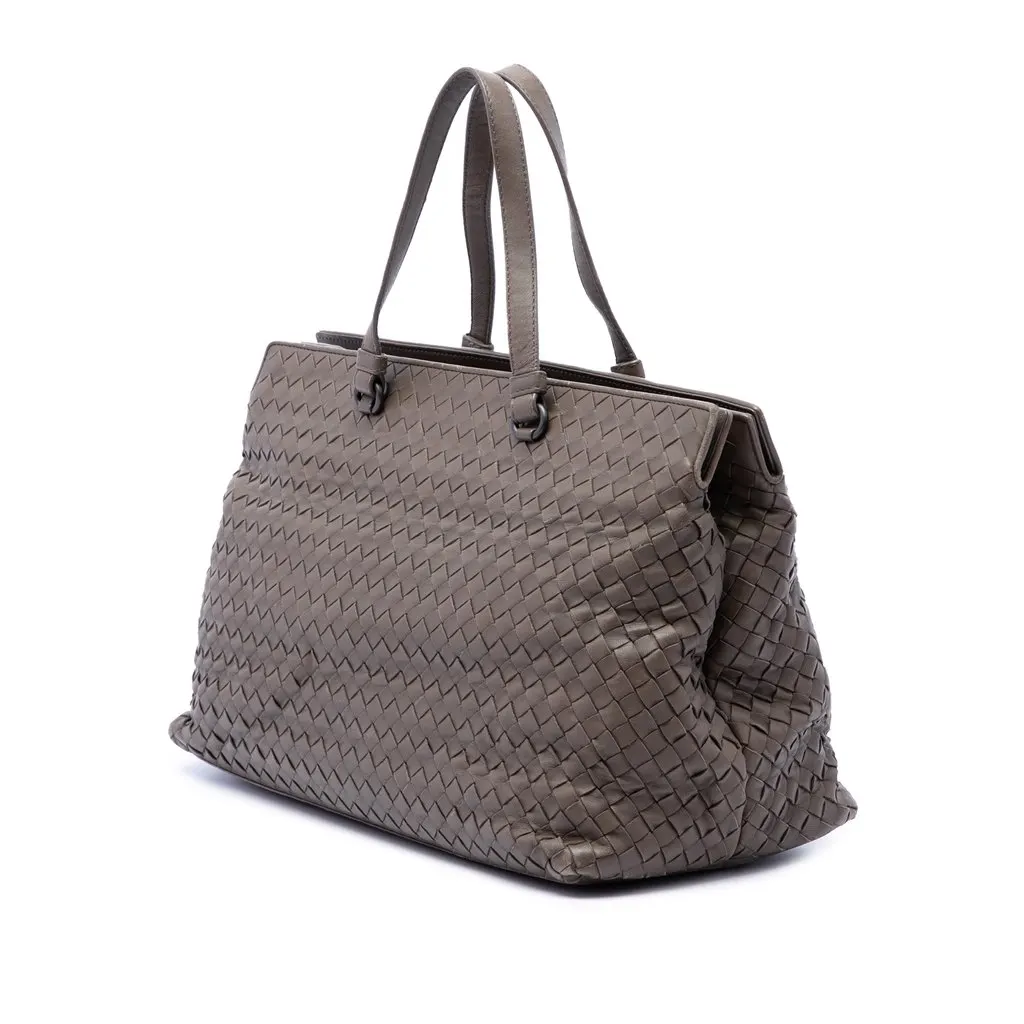 Bottega Veneta Nappa Intrecciato Satchel Brown Leather Very good - Back View