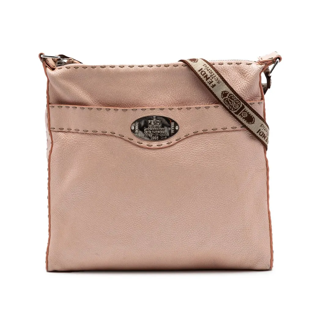Fendi Leather Selleria Crossbody Pink Leather Very good - Front View