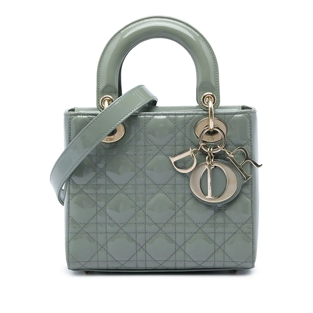 Dior Small Patent Cannage Lady Dior Grey Leather Very good - Front View