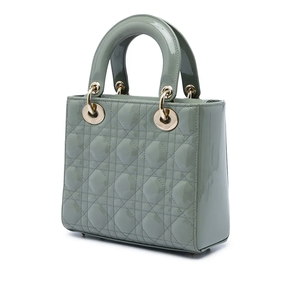 Dior Small Patent Cannage Lady Dior Grey Leather Very good - Back View