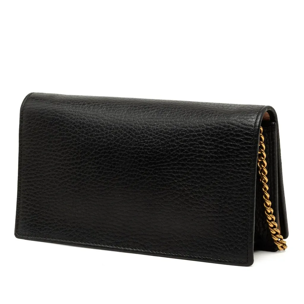 Gucci Mini GG Marmont Grained Calfskin Crystal Bow Clutch on Chain Black Leather Good - Back View