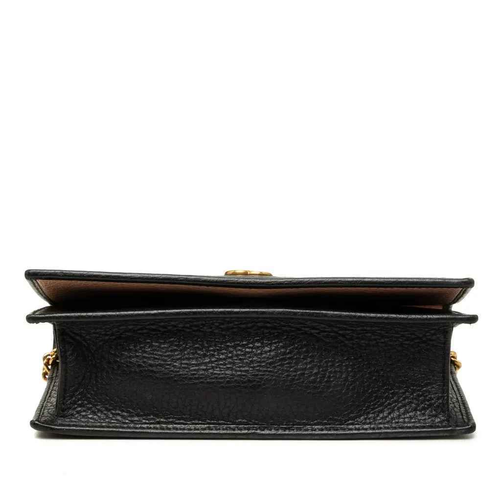 Gucci Mini GG Marmont Grained Calfskin Crystal Bow Clutch on Chain Black Leather Good - Inside View