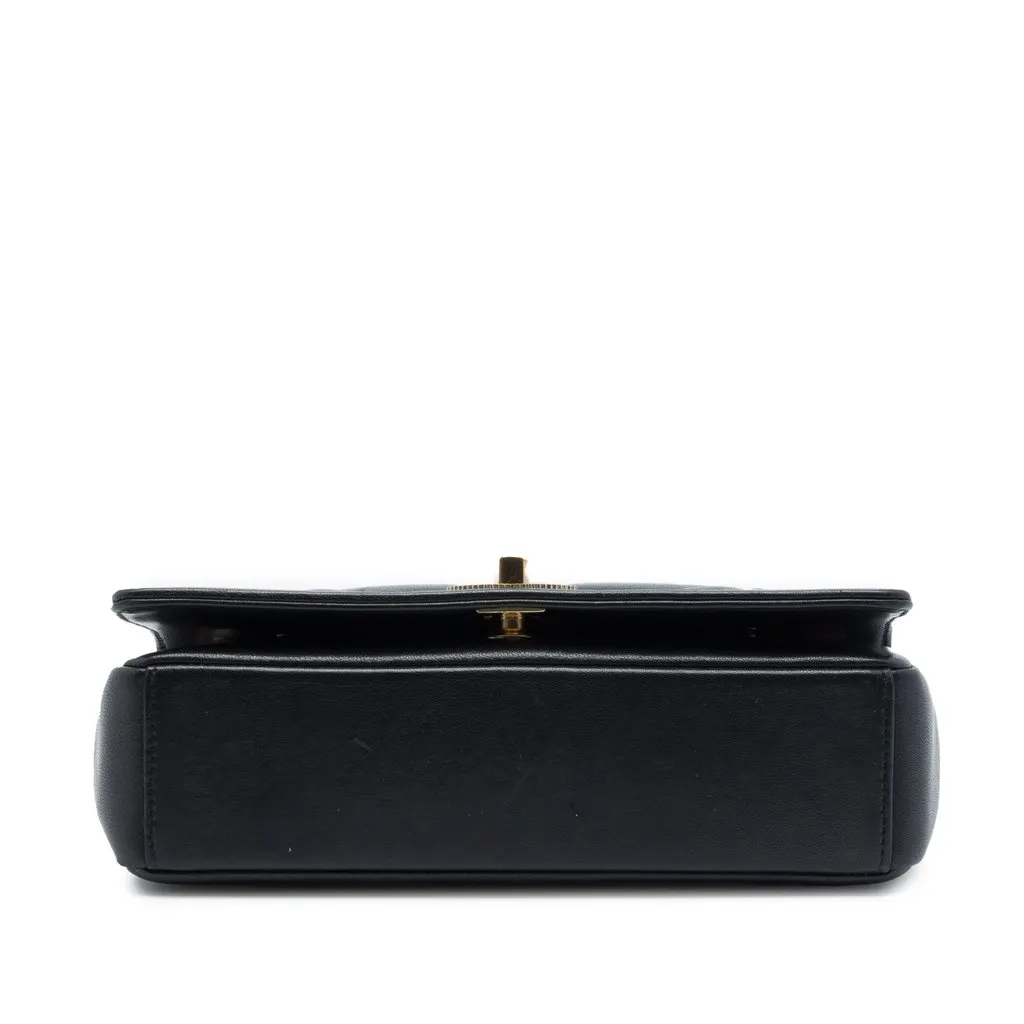 Chanel Mini Quilted Chevron Sheepskin Mademoiselle Vintage Flap Black Leather Very good - Inside View