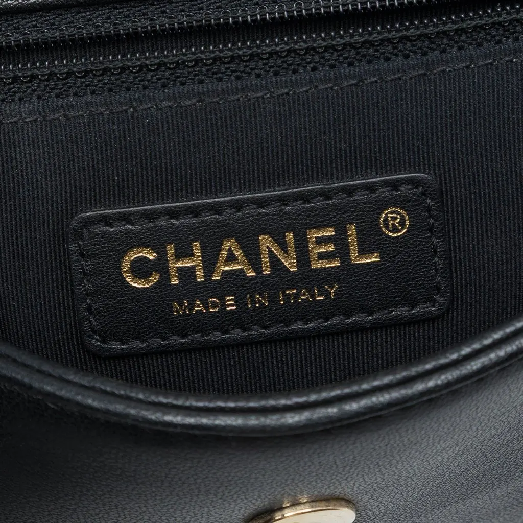 Chanel Mini Quilted Chevron Sheepskin Mademoiselle Vintage Flap Black Leather Very good - Box View