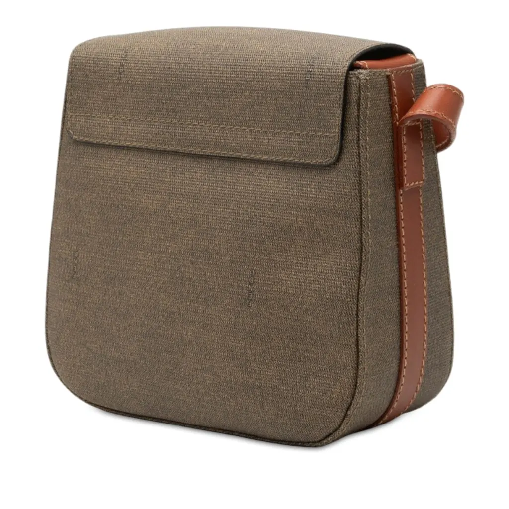 Fendi Canvas FF Crossbody Brown Canvas Good - Back View