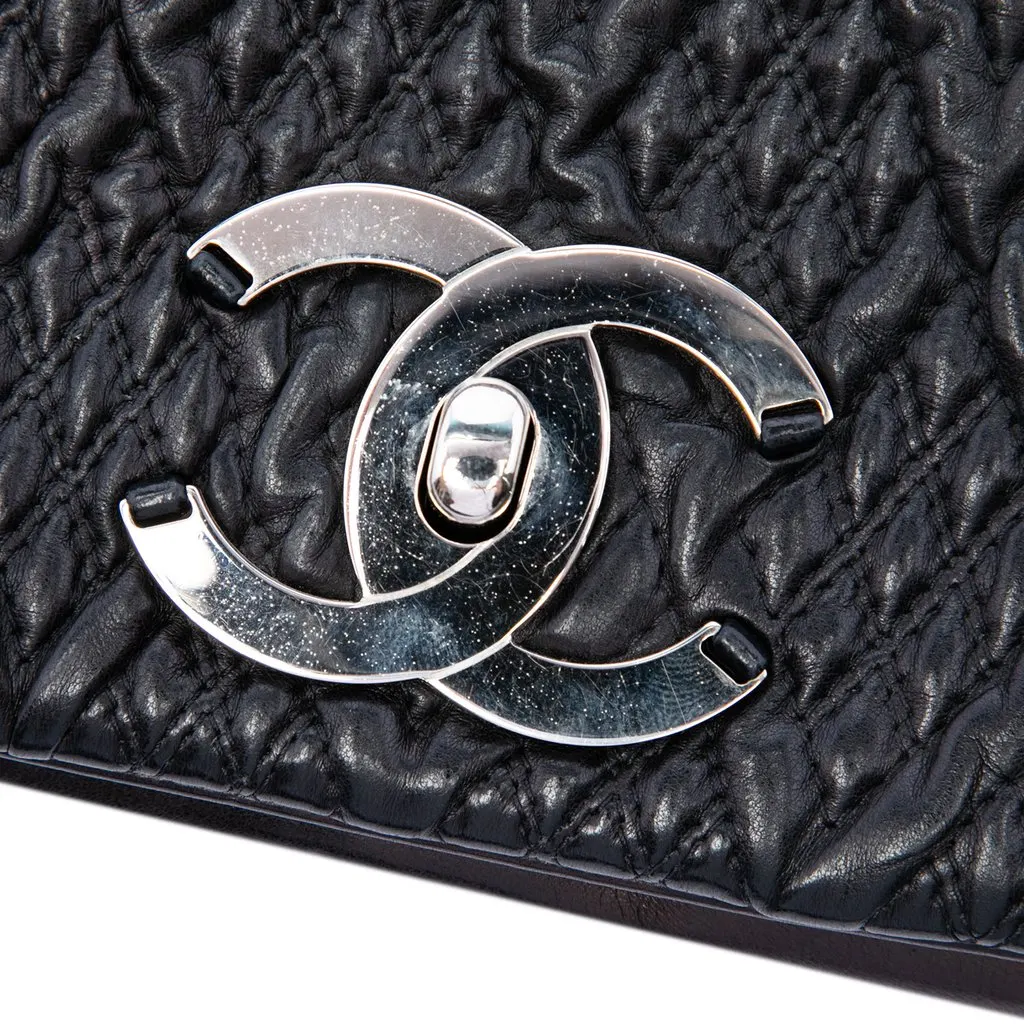 Chanel Small CC Quilted Lambskin Astrakhan Flap Black Leather Very good - Box View