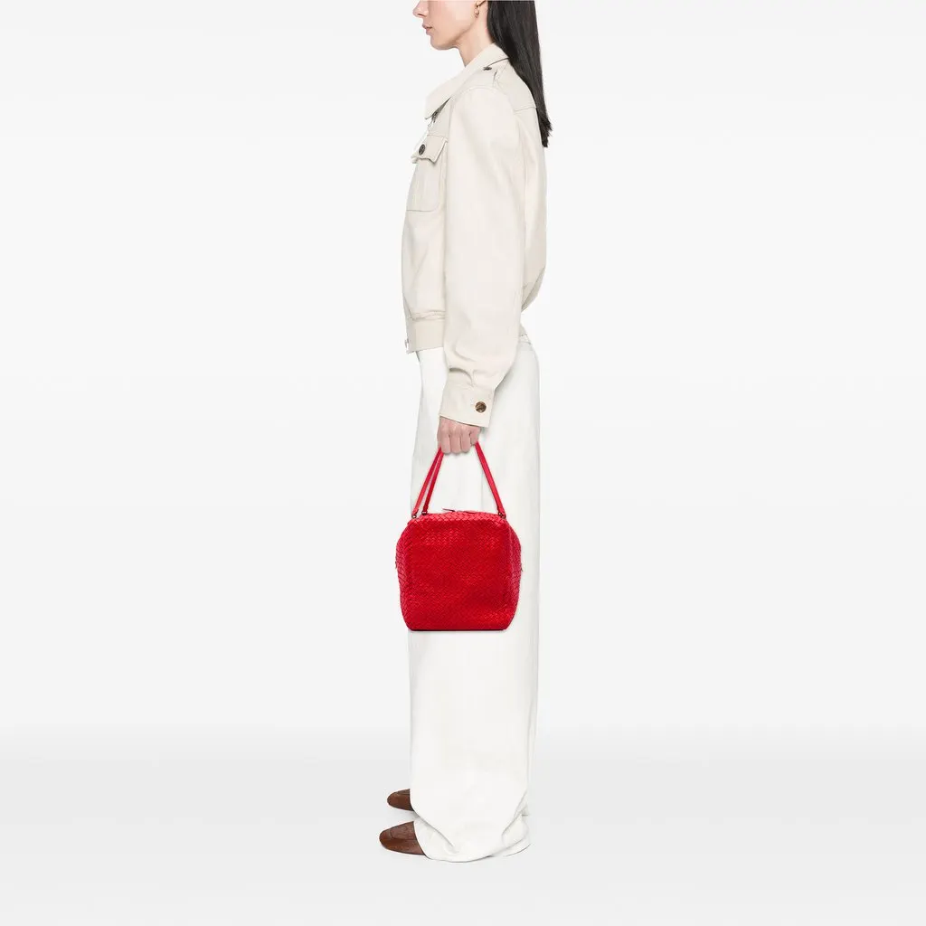 Bottega Veneta Nappa Intrecciato Cube Shoulder Bag Red Leather Very good - Box View