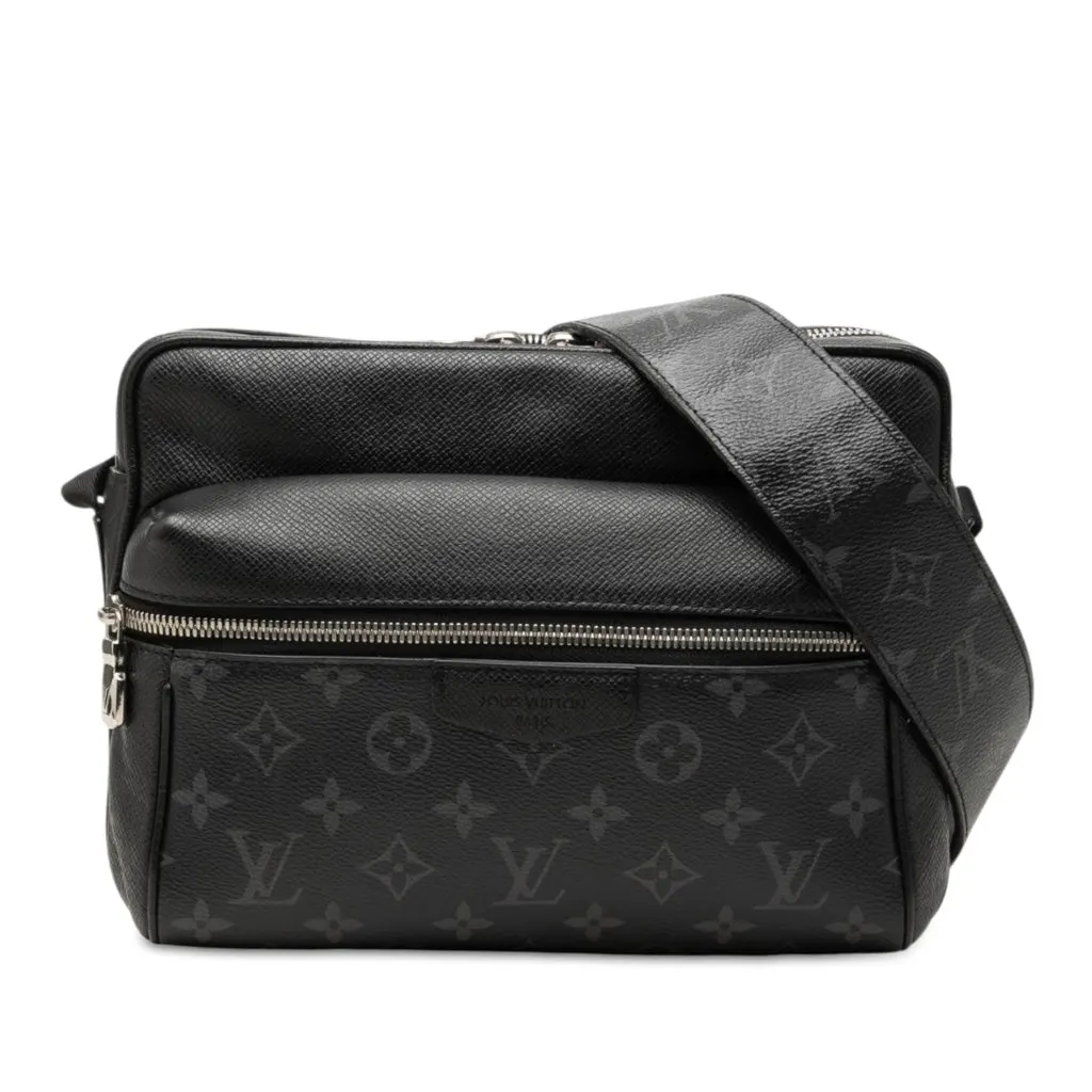 Louis Vuitton Monogram Taigarama Outdoor Messenger Black Leather Good - Front View