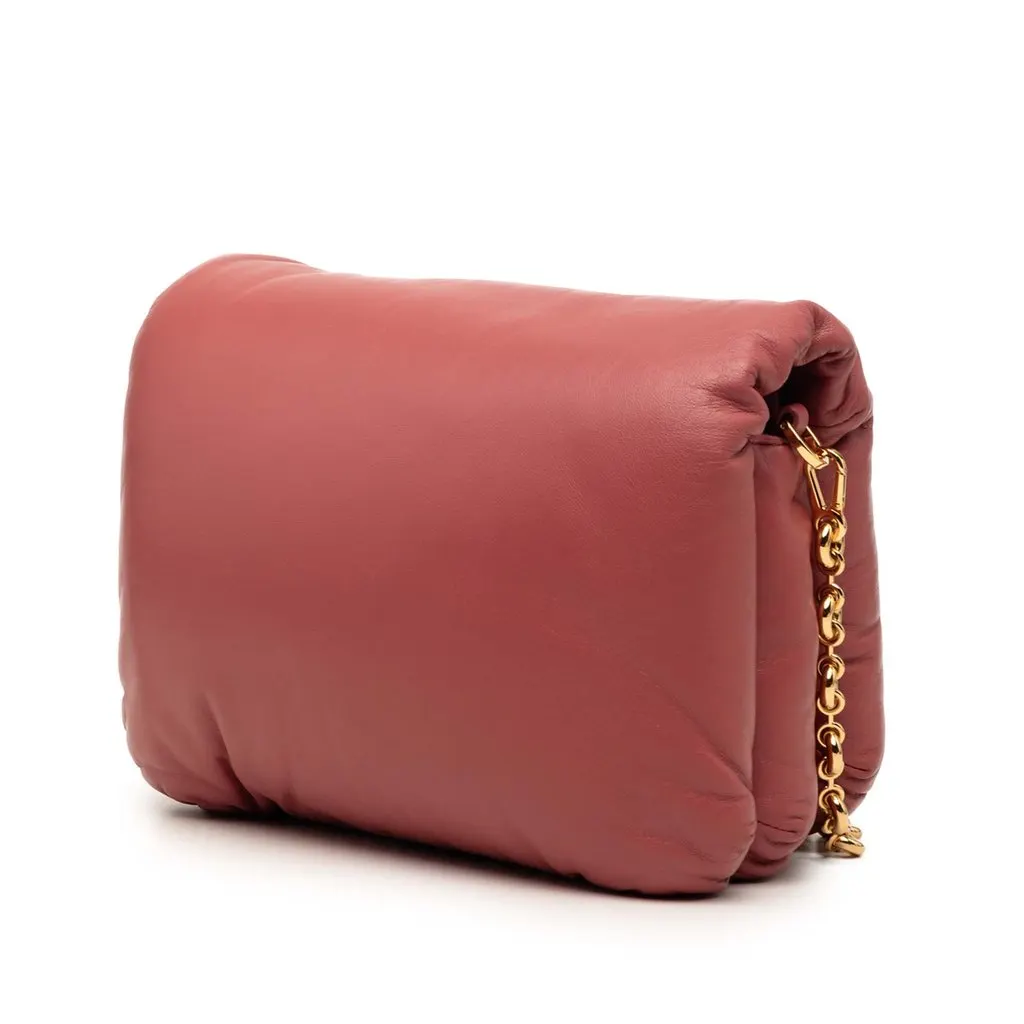 Loewe Shiny Lambskin Goya Puffer Chain Bag Pink Leather Very good - Back View