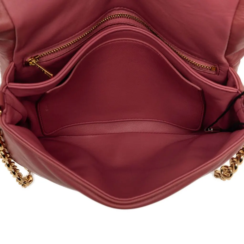 Loewe Shiny Lambskin Goya Puffer Chain Bag Pink Leather Very good - Model View