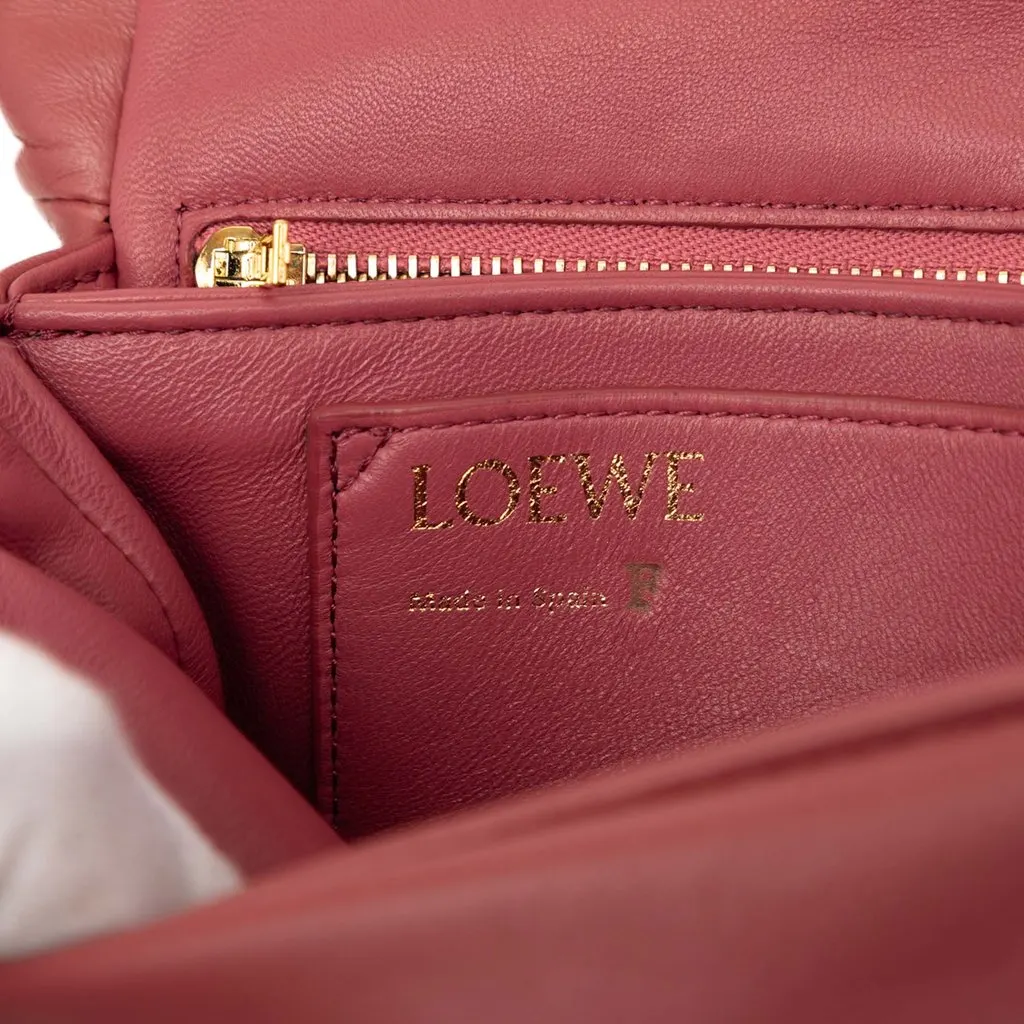 Loewe Shiny Lambskin Goya Puffer Chain Bag Pink Leather Very good - Box View
