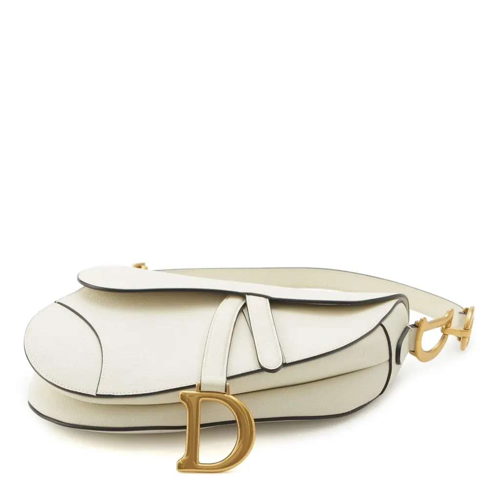 Dior Grained Calfskin Saddle Bag White Leather Very good - Inside View