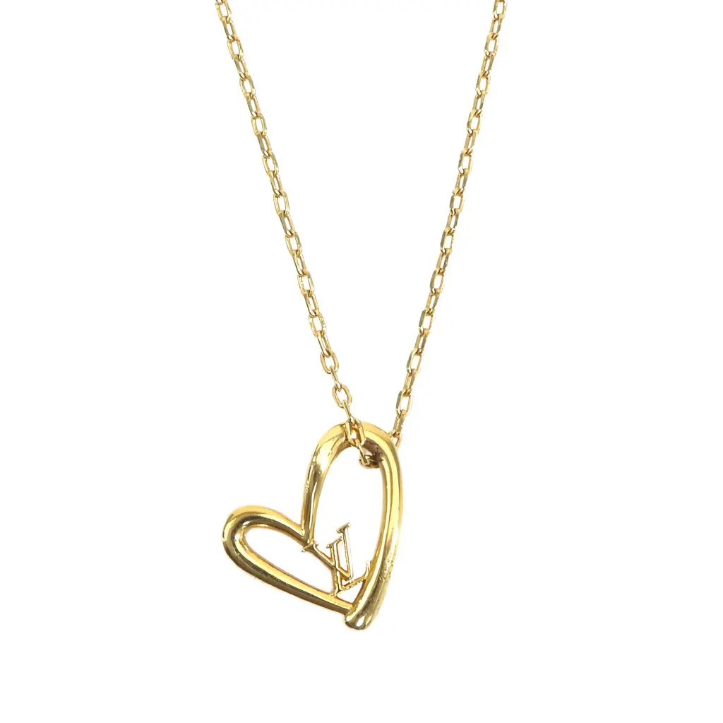 Louis Vuitton Gold Plated Collier Fall in Love Pendant Necklace Gold Metal Very good - Front View