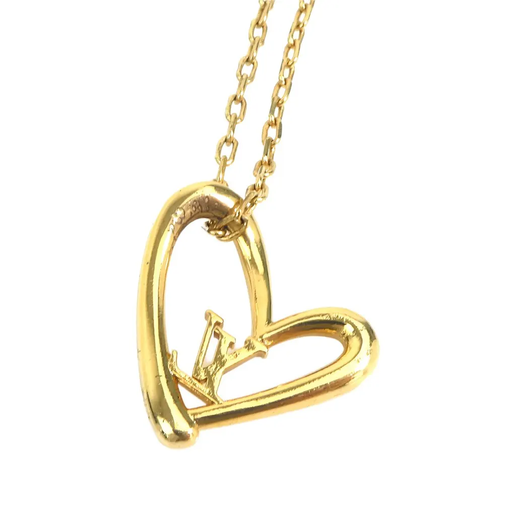 Louis Vuitton Gold Plated Collier Fall in Love Pendant Necklace Gold Metal Very good - Back View
