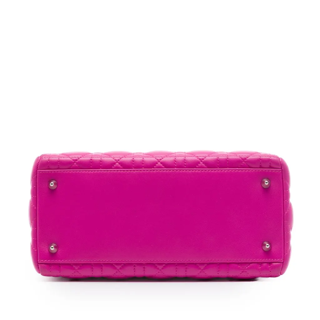 Dior Medium Lambskin Cannage Lady Dior Pink Leather Very good - Inside View