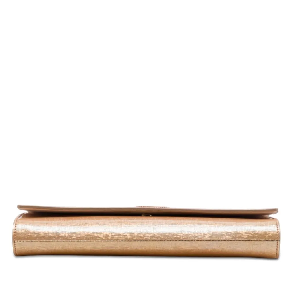 Saint Laurent Large Textured Patent Monogram Belle De Jour Clutch Beige Leather Very good - Inside View