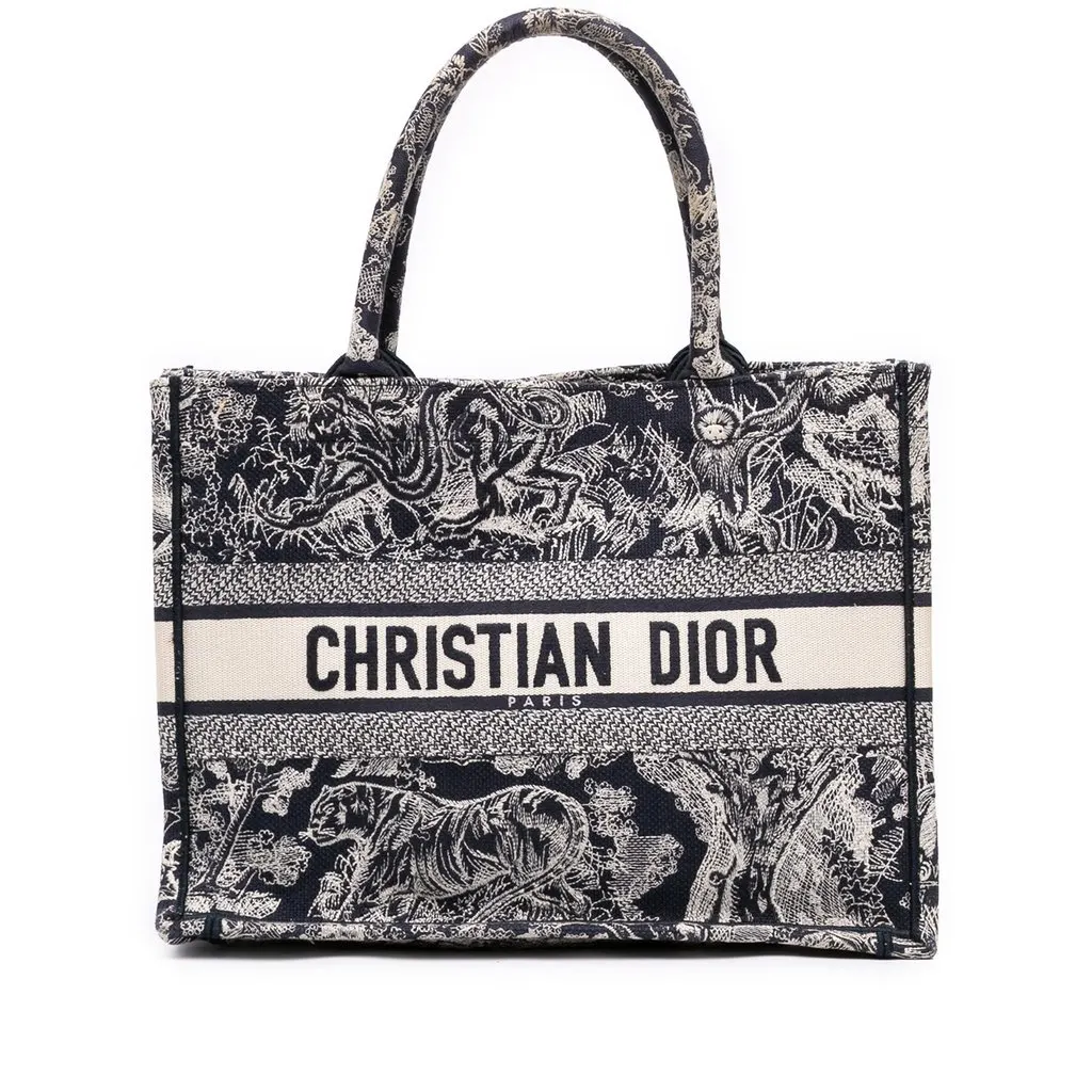 Dior Medium Canvas Embroidered Reverse Dioriviera Toile De Jouy Book Tote Blue Very good - Front View