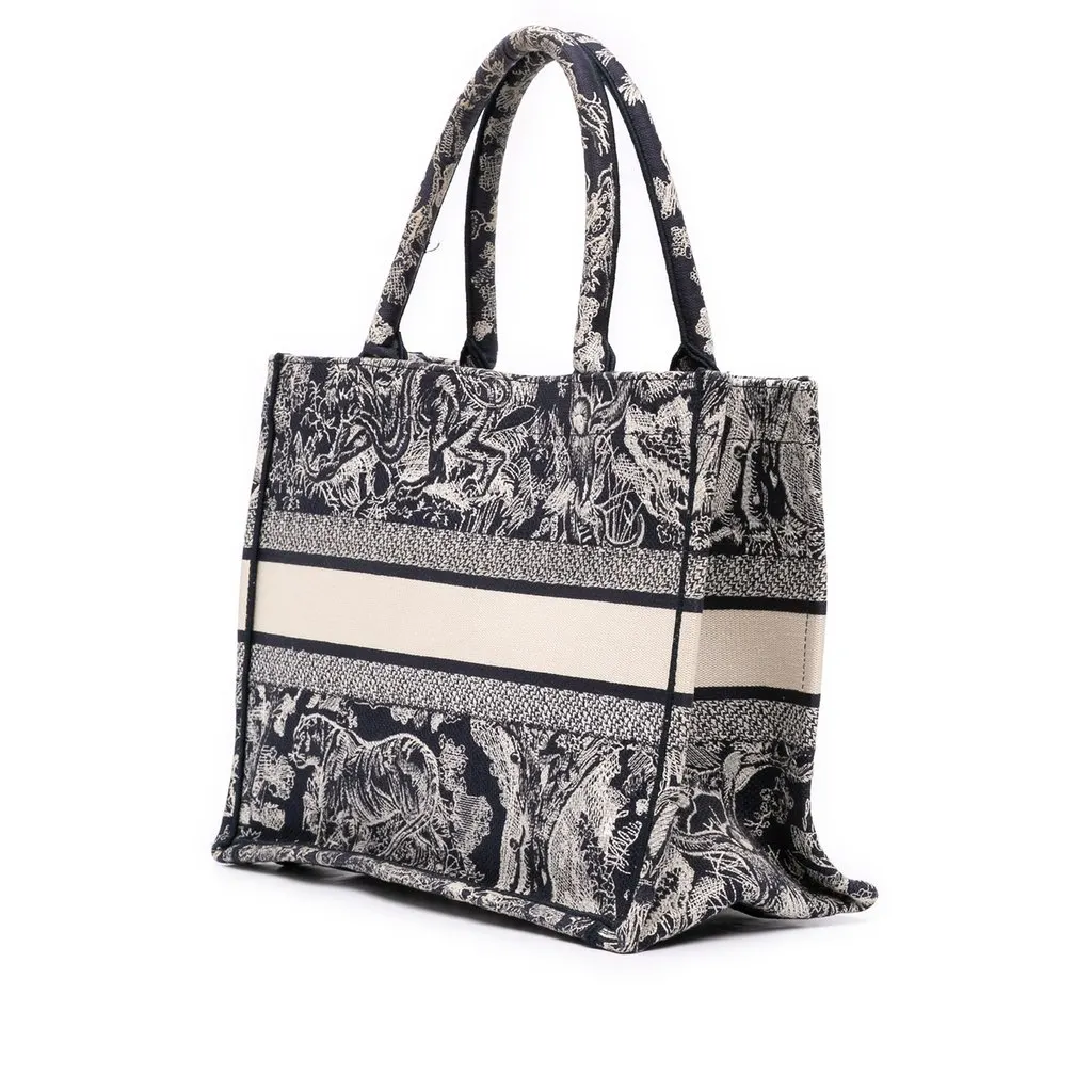 Dior Medium Canvas Embroidered Reverse Dioriviera Toile De Jouy Book Tote Blue Very good - Back View