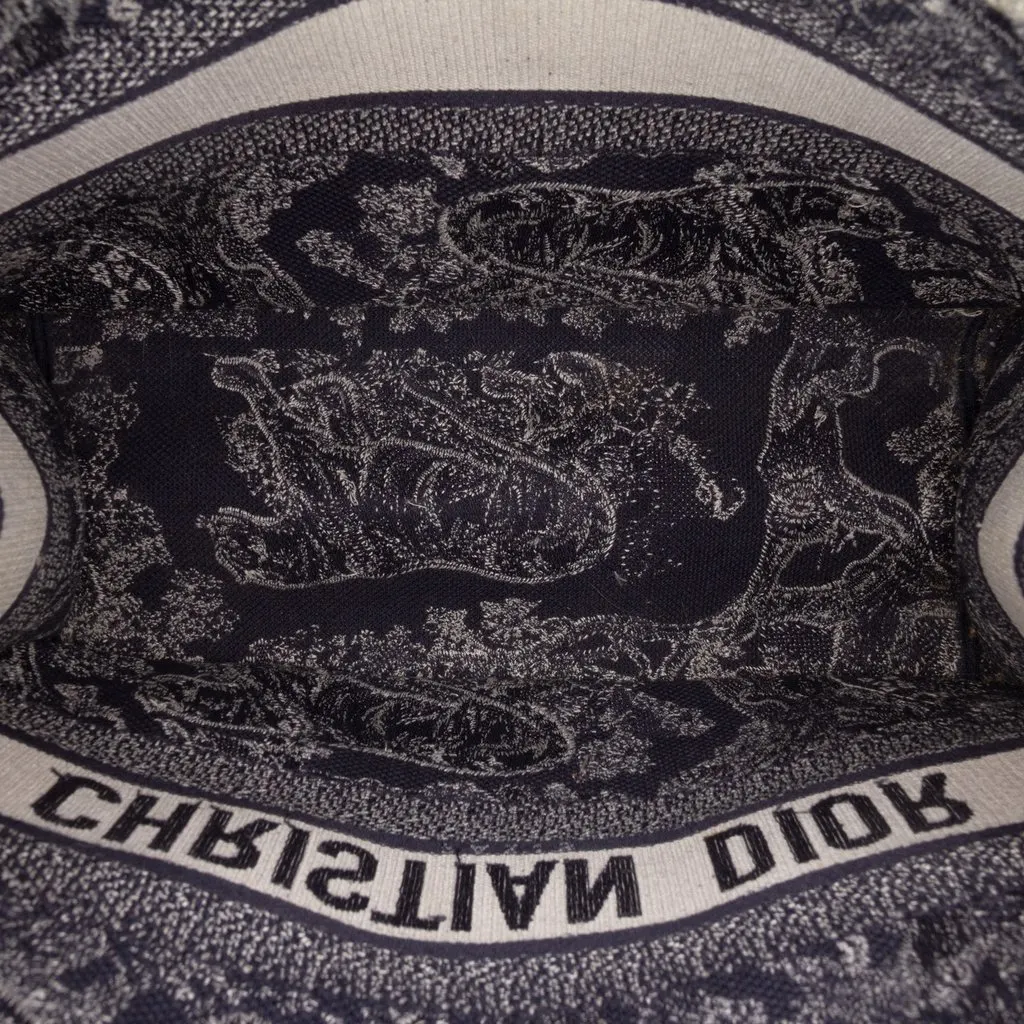 Dior Medium Canvas Embroidered Reverse Dioriviera Toile De Jouy Book Tote Blue Very good - Model View