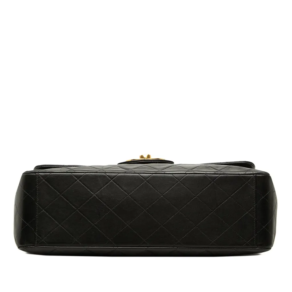 Chanel Maxi XL Classic Lambskin Single Flap Black Leather Good - Inside View